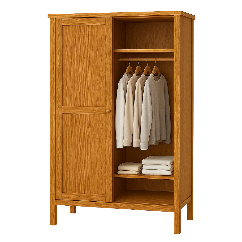 Used wooden wardrobe with hanging rail and shelves — buy & sell wardrobes across the UAE (Dubai, Sharjah, Abu Dhabi)
